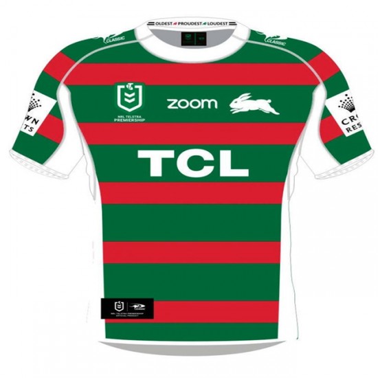 Camisola South Sydney Rabbitohs Rugby Equipamento Segundo 2021 Manga Curta